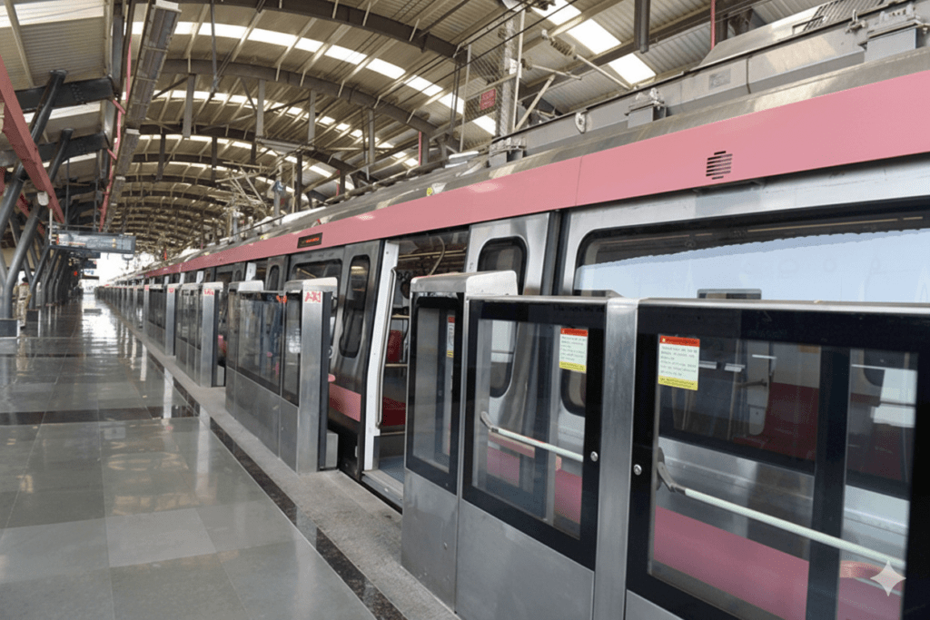 Why Delhi Pink Line Extension Keeps Grinding to a Halt? 3 pink-line-metro-platform